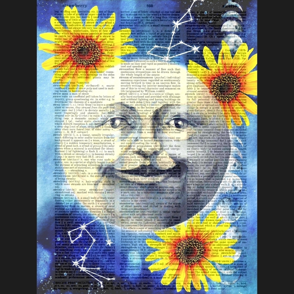 Sunflower Moon Constellation Star Dictionary Print